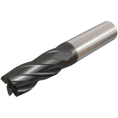 Iscar - 10mm, 22mm LOC, 10mm Shank Diam, 72mm OAL, 4 Flute, Solid Carbide Square End Mill - Single End, TiAlN Finish, Spiral Flute, 30° Helix, Right Hand Cut, Right Hand Flute - Benchmark Tooling