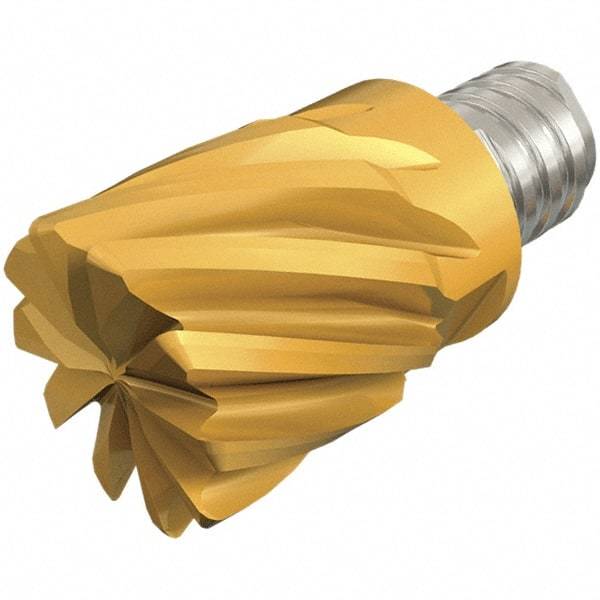 Iscar - MM EC Grade IC908 Carbide End Milling Tip Insert - TiAlN Finish, 8 Flutes, 16mm Cutting Diam, 12mm Depth of Cut, 20.5mm Extension, 0.039" Cnr Rad, 30° Helix - Benchmark Tooling