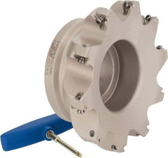 Iscar - 10 Inserts, 6" Cut Diam, 2" Arbor Diam, 0.512" Max Depth of Cut, Indexable Square-Shoulder Face Mill - 0/90° Lead Angle, 2-1/2" High, HM390 TDKT 1505 Insert Compatibility, Through Coolant, Series HeliIQMill - Benchmark Tooling