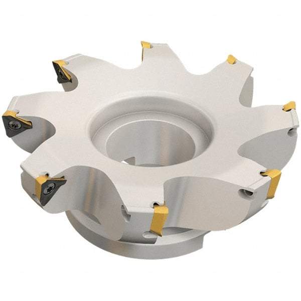 Iscar - 9 Inserts, 125mm Cut Diam, 40mm Arbor Diam, 13mm Max Depth of Cut, Indexable Square-Shoulder Face Mill - 0/90° Lead Angle, 63mm High, HM390 TDKT 1505 Insert Compatibility, Through Coolant, Series HeliIQMill - Benchmark Tooling