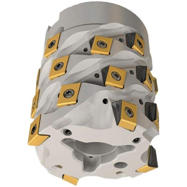 Iscar - 8 Inserts, 50mm Cut Diam, 27mm Arbor Diam, 47mm Max Depth of Cut, Indexable Square-Shoulder Face Mill - 0/90° Lead Angle, 66.5mm High, T490 LN.. 1306 Insert Compatibility, Through Coolant, Series Helitang - Benchmark Tooling