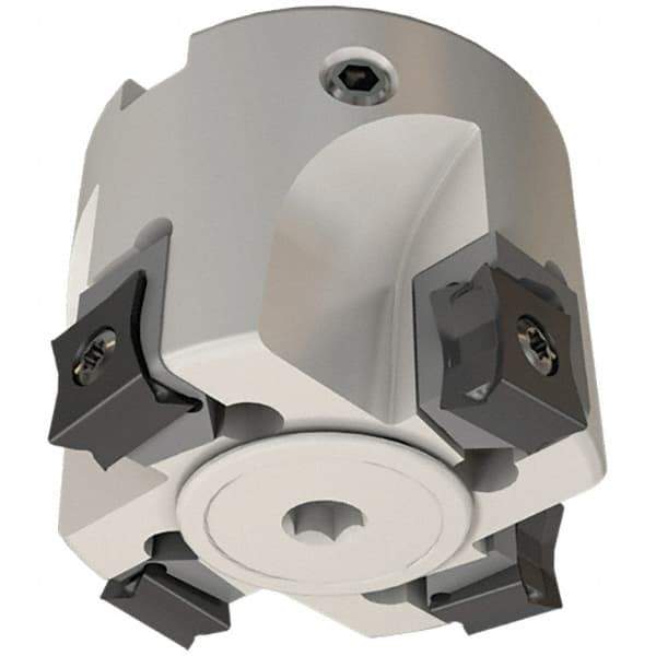 Iscar - 6 Inserts, 100mm Cut Diam, 32mm Arbor Diam, 5mm Max Depth of Cut, Indexable Square-Shoulder Face Mill - 0/90° Lead Angle, 55mm High, LN.. 11.. Insert Compatibility, Through Coolant, Series Heli2000 - Benchmark Tooling