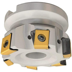 Iscar - 8 Inserts, 100mm Cut Diam, 31.75mm Arbor Diam, 12.5mm Max Depth of Cut, Indexable Square-Shoulder Face Mill - 0/90° Lead Angle, 50mm High, T490 LN.. 1306 Insert Compatibility, Through Coolant, Series Helitang - Benchmark Tooling