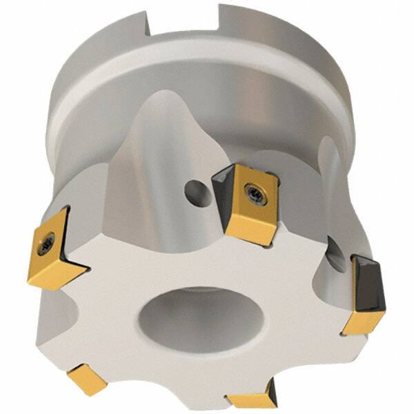 Iscar - 5 Inserts, 50mm Cut Diam, 22mm Arbor Diam, 8mm Max Depth of Cut, Indexable Square-Shoulder Face Mill - 0/90° Lead Angle, 40mm High, T490 LN.T 0804 Insert Compatibility, Through Coolant, Series Helitang - Benchmark Tooling
