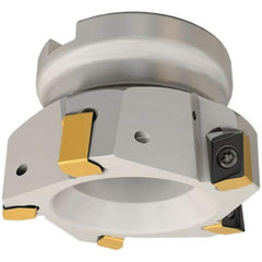 Iscar - 7 Inserts, 80mm Cut Diam, 27mm Arbor Diam, 12mm Max Depth of Cut, Indexable Square-Shoulder Face Mill - 0/90° Lead Angle, 50mm High, H490 AN.X 12 Insert Compatibility, Through Coolant, Series Helido - Benchmark Tooling