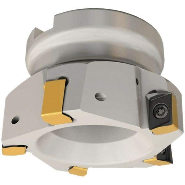 Iscar - 6 Inserts, 63mm Cut Diam, 27mm Arbor Diam, 12mm Max Depth of Cut, Indexable Square-Shoulder Face Mill - 0/90° Lead Angle, 50mm High, H490 AN.X 12 Insert Compatibility, Through Coolant, Series Helido - Benchmark Tooling