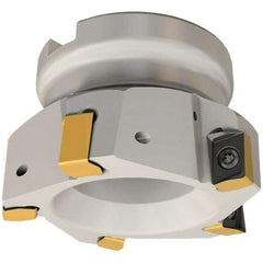 Iscar - 6 Inserts, 63mm Cut Diam, 27mm Arbor Diam, 12mm Max Depth of Cut, Indexable Square-Shoulder Face Mill - 0/90° Lead Angle, 50mm High, H490 AN.X 12 Insert Compatibility, Through Coolant, Series Helido - Benchmark Tooling