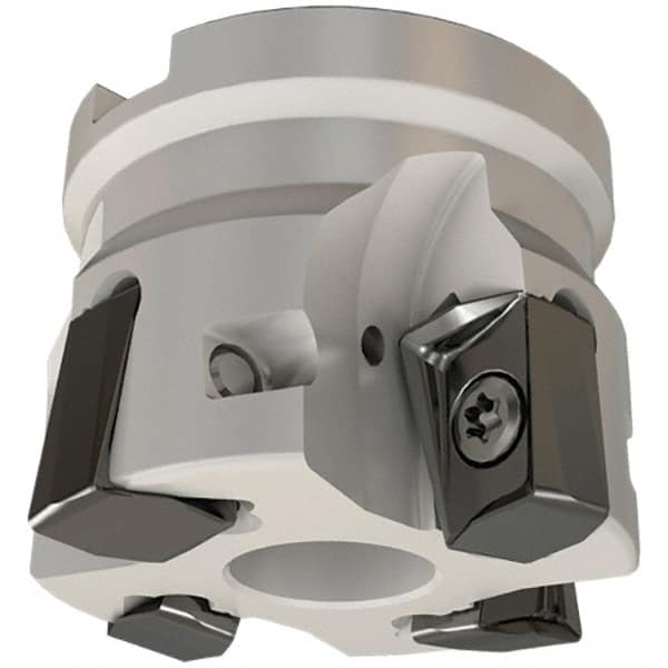 Iscar - 3 Inserts, 2" Cut Diam, 3/4" Arbor Diam, 0.642" Max Depth of Cut, Indexable Square-Shoulder Face Mill - 0/90° Lead Angle, 1.57" High, H490 AN.X 17 Insert Compatibility, Through Coolant, Series Helido - Benchmark Tooling