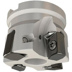 Iscar - 3 Inserts, 2" Cut Diam, 3/4" Arbor Diam, 0.642" Max Depth of Cut, Indexable Square-Shoulder Face Mill - 0/90° Lead Angle, 1.57" High, H490 AN.X 17 Insert Compatibility, Through Coolant, Series Helido - Benchmark Tooling