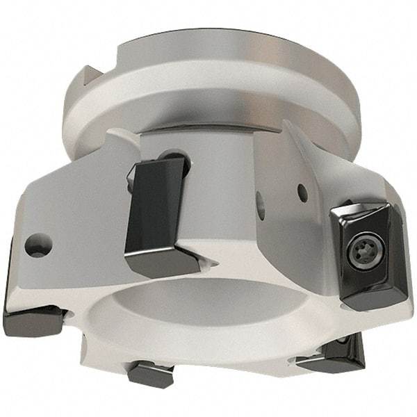 Iscar - 4 Inserts, 63mm Cut Diam, 27mm Arbor Diam, 16.3mm Max Depth of Cut, Indexable Square-Shoulder Face Mill - 0/90° Lead Angle, 50mm High, H490 AN.X 17 Insert Compatibility, Through Coolant, Series Helido - Benchmark Tooling