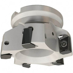 Iscar - 4 Inserts, 63mm Cut Diam, 27mm Arbor Diam, 16.3mm Max Depth of Cut, Indexable Square-Shoulder Face Mill - 0/90° Lead Angle, 50mm High, H490 AN.X 17 Insert Compatibility, Through Coolant, Series Helido - Benchmark Tooling