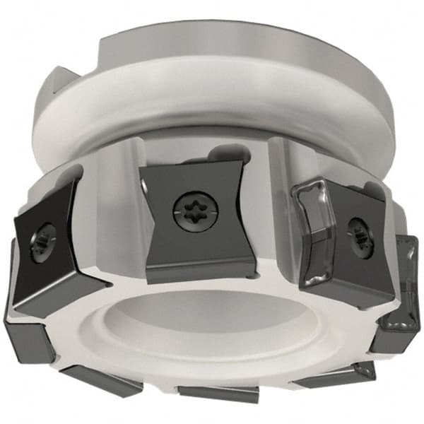 Iscar - 7 Inserts, 80mm Cut Diam, 25.4mm Arbor Diam, 14mm Max Depth of Cut, Indexable Square-Shoulder Face Mill - 0/90° Lead Angle, 50mm High, LN.. 15.. Insert Compatibility, Series TangMill - Benchmark Tooling