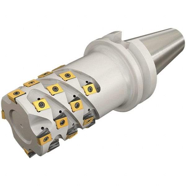 Iscar - 50mm Cut Diam, 105mm Max Depth of Cut, Indexable Square Shoulder End Mill - T490 LN.T 13.. Inserts, BT50 Taper Shank, 90° Lead Angle, Through Coolant, Series Helitang - Benchmark Tooling
