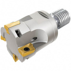 Iscar - 16mm Cut Diam, 10mm Max Depth of Cut, 30mm OAL, Indexable Square Shoulder End Mill - HM90 AP.. 1003.. Inserts, M8 Modular Connection, 90° Lead Angle, Series Heli2000, Multimaster - Benchmark Tooling