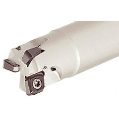 Iscar - 20mm Cut Diam, 4mm Max Depth of Cut, 19mm Shank Diam, 140mm OAL, Indexable Square Shoulder End Mill - CNHT 0703 Inserts, Cylindrical Shank, 90° Lead Angle, Through Coolant, Series IscarMill - Benchmark Tooling