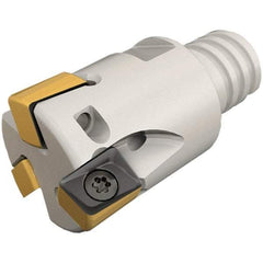 Iscar - 20mm Cut Diam, 8mm Max Depth of Cut, 24mm OAL, Indexable Square Shoulder End Mill - H490 AN.X 09 Inserts, T12 Modular Connection, 90° Lead Angle, Through Coolant, Series Helido, Multimaster - Benchmark Tooling
