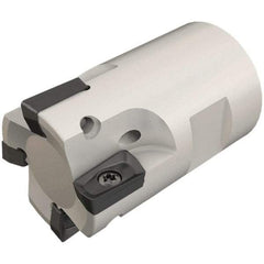 Iscar - 20mm Cut Diam, 7.7mm Max Depth of Cut, 31mm OAL, Indexable Square Shoulder End Mill - HP ANKT 0702.. Inserts, T12 Modular Connection, Through Coolant, Series Heliplus, Shankmaster - Benchmark Tooling