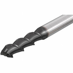 Iscar - 10mm, 22mm LOC, 10mm Shank Diam, 72mm OAL, 2 Flute, Solid Carbide Square End Mill - Single End, Uncoated, Spiral Flute, 55° Helix, Right Hand Cut, Right Hand Flute - Benchmark Tooling