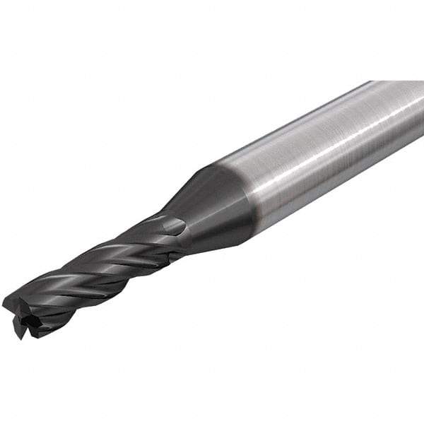 Iscar - 11mm, 22mm LOC, 12mm Shank Diam, 75mm OAL, 4 Flute, Solid Carbide Square End Mill - Single End, TiAlN Finish, Spiral Flute, 30° Helix, Right Hand Cut, Right Hand Flute - Benchmark Tooling