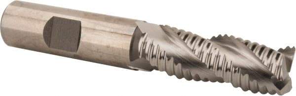 Hertel - 5/8" Diam, Coarse Pitch, 1-5/8" LOC, 3 Flute Cobalt Roughing Square End Mill - Uncoated, 3-3/4" OAL, 5/8" Shank Diam, Single End, Centercutting, 37° Helix - Benchmark Tooling