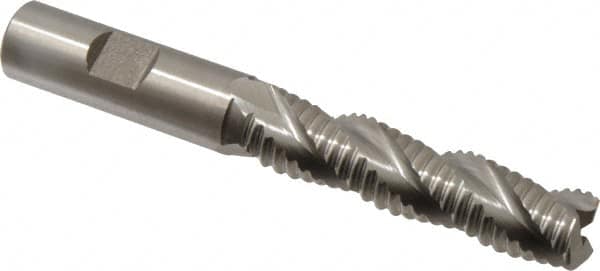 Hertel - 5/8" Diam, Coarse Pitch, 2-1/2" LOC, 3 Flute Cobalt Roughing Square End Mill - Uncoated, 4-5/8" OAL, 5/8" Shank Diam, Single End, Centercutting, 37° Helix - Benchmark Tooling