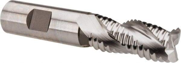 Hertel - 3/4" Diam, Coarse Pitch, 1-5/8" LOC, 3 Flute Cobalt Roughing Square End Mill - Uncoated, 3-7/8" OAL, 3/4" Shank Diam, Single End, Centercutting, 37° Helix - Benchmark Tooling