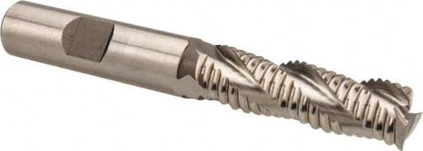 Hertel - 1/2" Diam, Coarse Pitch, 1-5/8" LOC, 3 Flute Cobalt Roughing Square End Mill - Uncoated, 3-5/8" OAL, 1/2" Shank Diam, Single End, Centercutting, 37° Helix - Benchmark Tooling