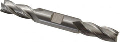 Hertel - 9/16", 1-3/8" LOC, 5/8" Shank Diam, 5" OAL, 4 Flute, Cobalt Square End Mill - Double End, Uncoated, Spiral Flute, 30° Helix, Centercutting, Right Hand Cut, Right Hand Flute - Benchmark Tooling