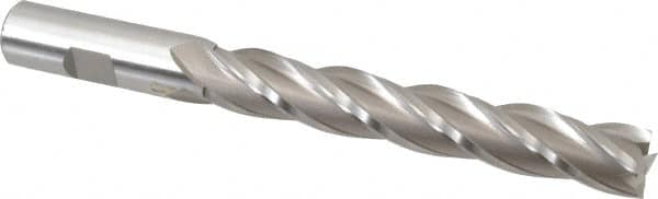 Hertel - 5/8", 4" LOC, 5/8" Shank Diam, 6-1/8" OAL, 4 Flute, Cobalt Square End Mill - Single End, Uncoated, Spiral Flute, 30° Helix, Centercutting, Right Hand Cut, Right Hand Flute - Benchmark Tooling