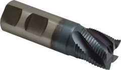 Hertel - 1" Diam, Fine Pitch, 1" LOC, 5 Flute Cobalt Roughing Square End Mill - TiCN Finish, 3-1/2" OAL, 1" Shank Diam, Single End, Centercutting, 30° Helix - Benchmark Tooling