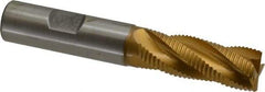 Hertel - 5/8" Diam, Fine Pitch, 1-5/8" LOC, 4 Flute Cobalt Roughing Square End Mill - TiN Finish, 3-3/4" OAL, 5/8" Shank Diam, Single End, Centercutting, 30° Helix - Benchmark Tooling