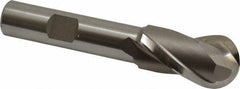 Hertel - 3/4" Diam, 1-5/16" LOC, 2 Flute High Speed Steel Ball End Mill - Uncoated, Single End, 3-5/16" OAL, 1/2" Shank Diam, Spiral Flute - Benchmark Tooling