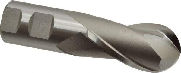 Hertel - 1-3/8" Diam, 2-1/2" LOC, 2 Flute High Speed Steel Ball End Mill - Uncoated, Single End, 5" OAL, 1-1/4" Shank Diam, Spiral Flute - Benchmark Tooling