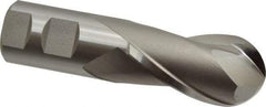 Hertel - 1-3/8" Diam, 2-1/2" LOC, 2 Flute High Speed Steel Ball End Mill - Uncoated, Single End, 5" OAL, 1-1/4" Shank Diam, Spiral Flute - Benchmark Tooling