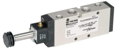 Parker - 1/8" NPT Port, Single Solenoid, 2 Position Valveless Coil, Aluminum Solenoid Valve - Normally Open Through Ports 1 & 2, 232 Max PSI, Buna-N Seal - Benchmark Tooling
