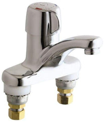 Chicago Faucets - Round Handle, Deck Mounted Bathroom Faucet - One Handle, No Drain, Standard Spout - Benchmark Tooling