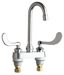 Chicago Faucets - Wrist Blade Handle, Deck Mounted Bathroom Faucet - Two Handle, Educational and Healthcare Drain, Gooseneck Spout - Benchmark Tooling