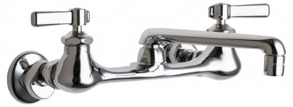 Chicago Faucets - Wall Mount, Swing Spout Service Sink Faucet - Two Handle, Lever Handle, 6 Cast Spout, No Drain - Benchmark Tooling