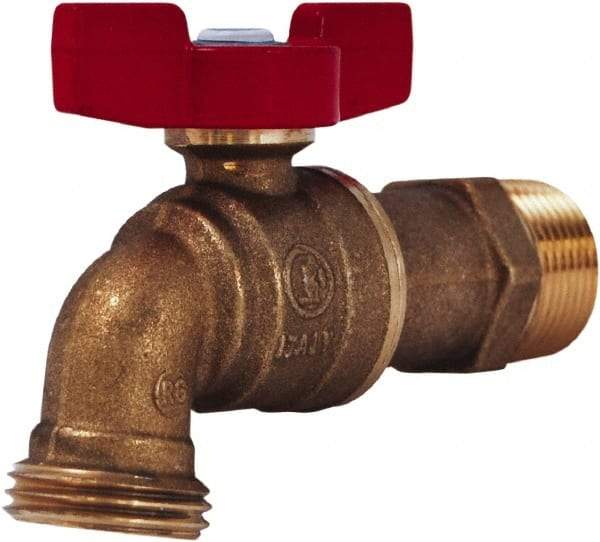 Legend Valve - 3/4" Pipe, 3/4" Tube, Aluminum Hose Bib Drain Cock & Shutoff Valve - 3/4 MNPT Thread, 125 Max psi, 2-29/64" Long - Benchmark Tooling