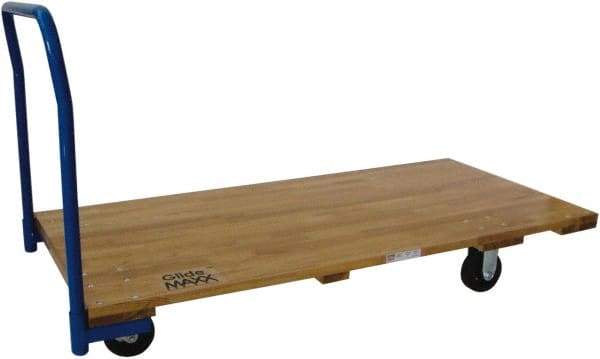 PRO-SOURCE - 1,400 Lb Capacity Hardwood/Steel Platform Truck - Hardwood Deck, 24" OAW, 42" Platform Length, Mold-On-Rubber Casters - Benchmark Tooling