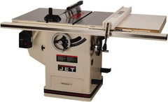 Jet - 10" Blade Diam, 5/8" Arbor Diam, 1 Phase Table Saw - 5 hp, 65" Wide x 36" Deep x 38" High, 230 Volt, 3" Cutting Depth - Benchmark Tooling