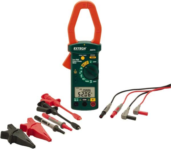 Extech - 4 Piece, Clamp Meter Test Kit - 600 Volt Max, LCD Display - Benchmark Tooling