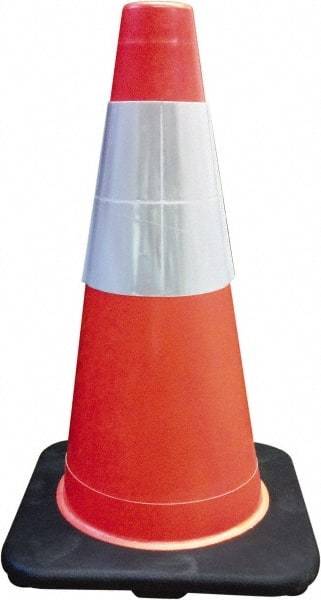 PRO-SAFE - 18" High, Orange Traffic Cone with Base - 12" Base Width, 3 Lb, PVC - Benchmark Tooling