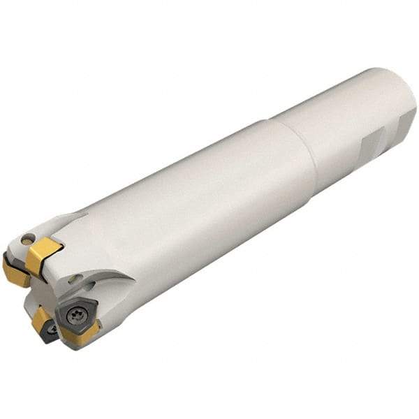Iscar - 1-1/4" Cut Diam, 0.043" Max Depth, 1" Shank Diam, Weldon Shank Indexable High-Feed End Mill - Screw Holding Method, H600 WXCU 05 Insert, FF EWX-05 Toolholder, Through Coolant - Benchmark Tooling