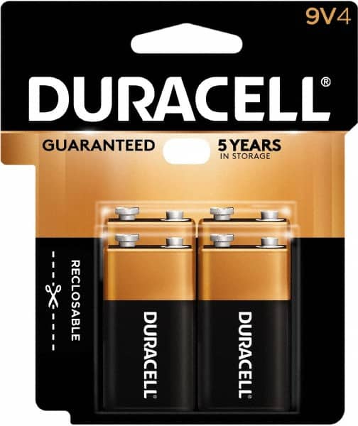 Duracell - Size 9V, Alkaline, 4 Pack, Standard Battery - 9 Volts, Snap Terminal - Benchmark Tooling