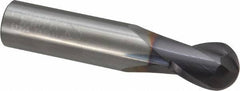 Niagara Cutter - 1/2" Diam, 5/8" LOC, 2 Flute Solid Carbide Ball End Mill - TiAlN Finish, Single End, 2-1/2" OAL, 1/2" Shank Diam, Spiral Flute - Benchmark Tooling