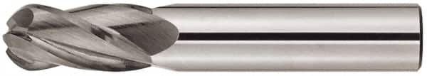 Niagara Cutter - 7/8" Diam, 1-1/2" LOC, 4 Flute Solid Carbide Ball End Mill - Uncoated, Single End, 4" OAL, 7/8" Shank Diam, Spiral Flute - Benchmark Tooling
