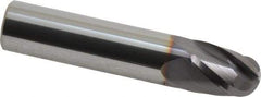 Niagara Cutter - 1/2" Diam, 5/8" LOC, 4 Flute Solid Carbide Ball End Mill - TiAlN Finish, Single End, 2-1/2" OAL, 1/2" Shank Diam, Spiral Flute - Benchmark Tooling
