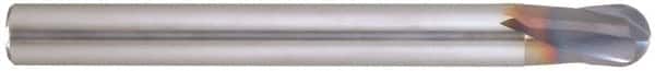 Niagara Cutter - 1/16" Diam, 1/16" LOC, 2 Flute Solid Carbide Ball End Mill - AlTiN Finish, Single End, 2-1/2" OAL, 1/4" Shank Diam, Spiral Flute - Benchmark Tooling