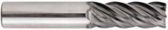 Niagara Cutter - 3/8", 7/8" LOC, 3/8" Shank Diam, 2-1/2" OAL, 5 Flute, Solid Carbide Square End Mill - Single End, AlCrN Finish, Spiral Flute, Variable° Helix, Centercutting, Right Hand Cut, Right Hand Flute, Series STS540 - Benchmark Tooling